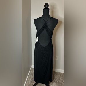 NWT! INC Beautiful soft modal open back lace top nightgown